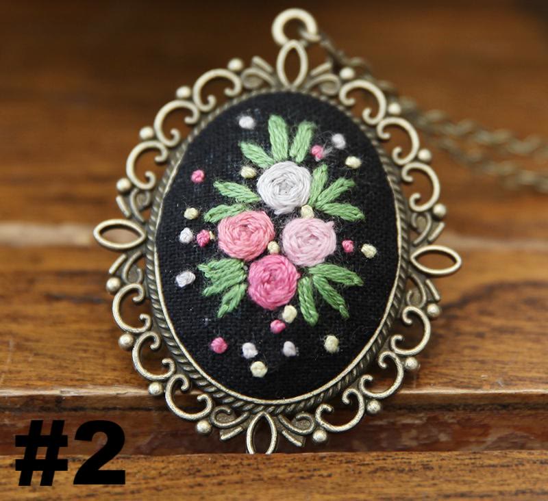 Embroidery Necklace Kits | Diy Sewing Pendants | Suitable For Mother Day Gift