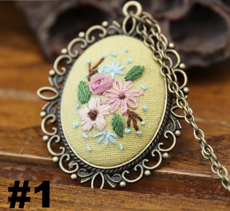 Embroidery Necklace Kits | Diy Sewing Pendants | Suitable For Mother Day Gift