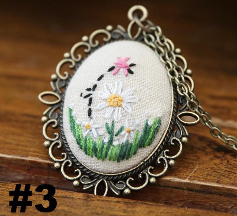 Embroidery Necklace Kits | Diy Sewing Pendants | Suitable For Mother Day Gift