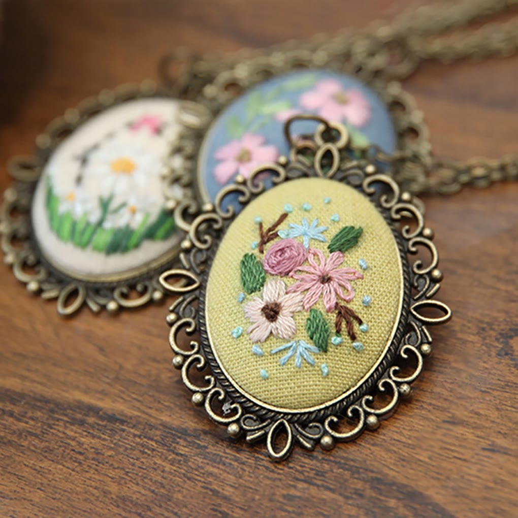Embroidery Necklace Kits | Diy Sewing Pendants | Suitable For Mother Day Gift