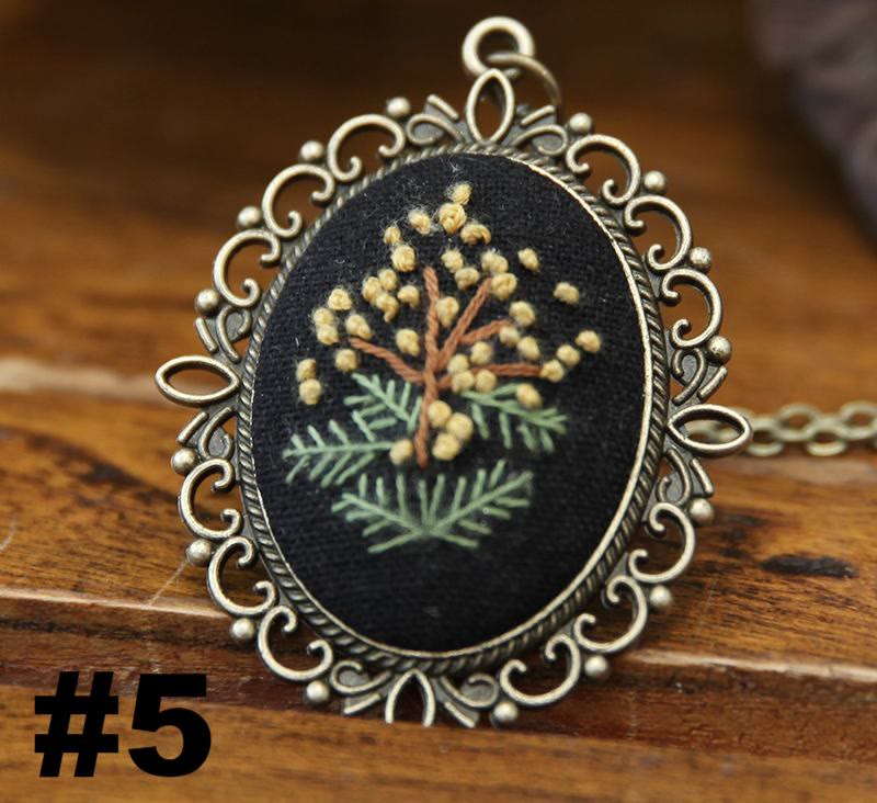 Embroidery Necklace Kits | Diy Sewing Pendants | Suitable For Mother Day Gift