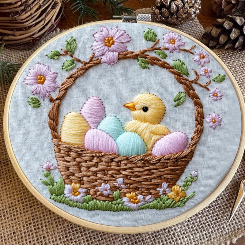 Rubbyoo Embroidery Kit -Easter Basket | Holiday Needlework Gift DIY Craft Kits
