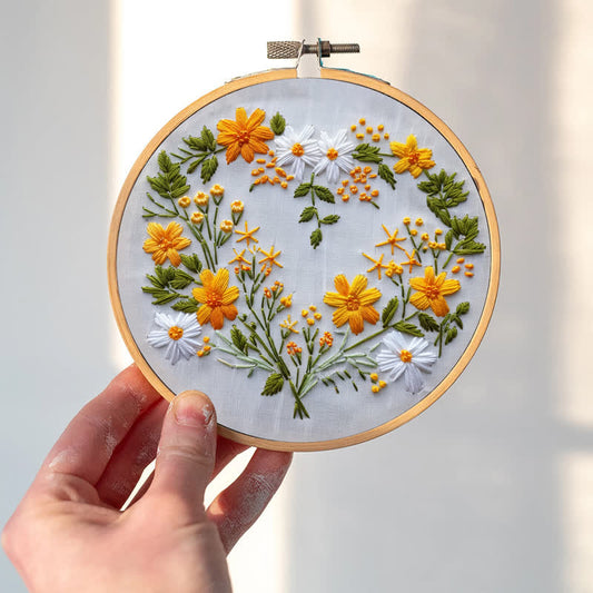 Rubbyoo Embroidery Kit - Flowers Rings