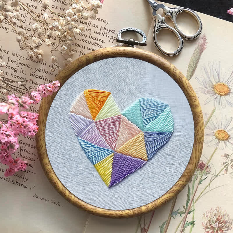 Rubbyoo Embroidery Kit - Geometric Heart-2