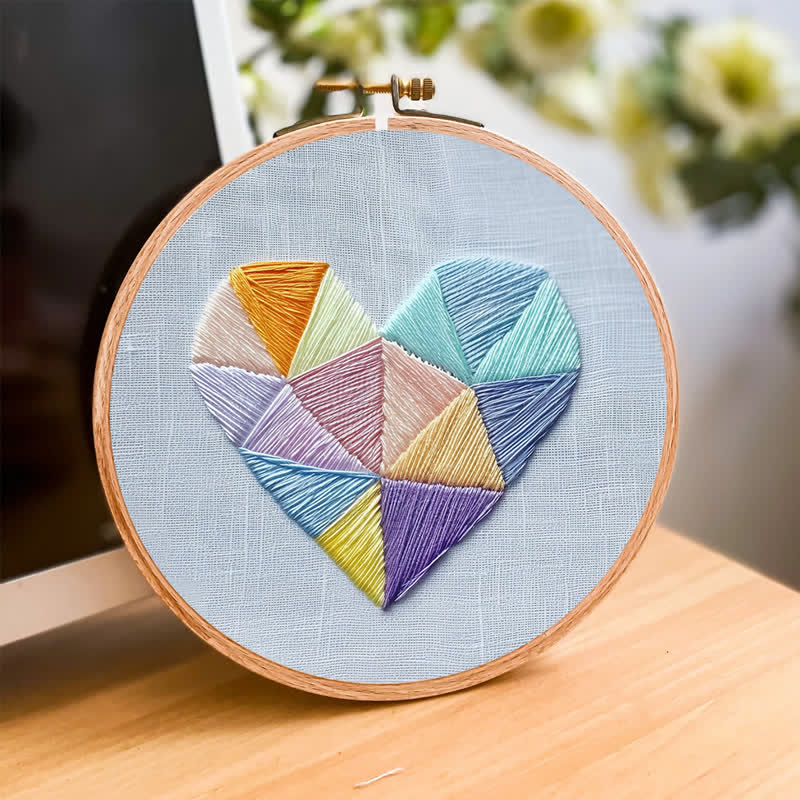 Rubbyoo Embroidery Kit - Geometric Heart-2
