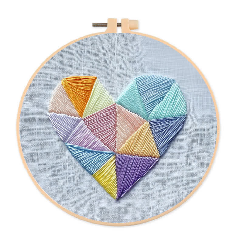 Rubbyoo Embroidery Kit - Geometric Heart-2