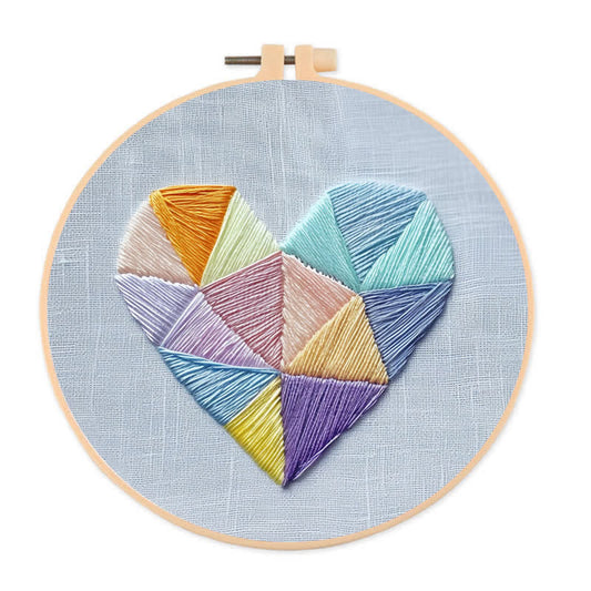 Rubbyoo Embroidery Kit - Geometric Heart-2