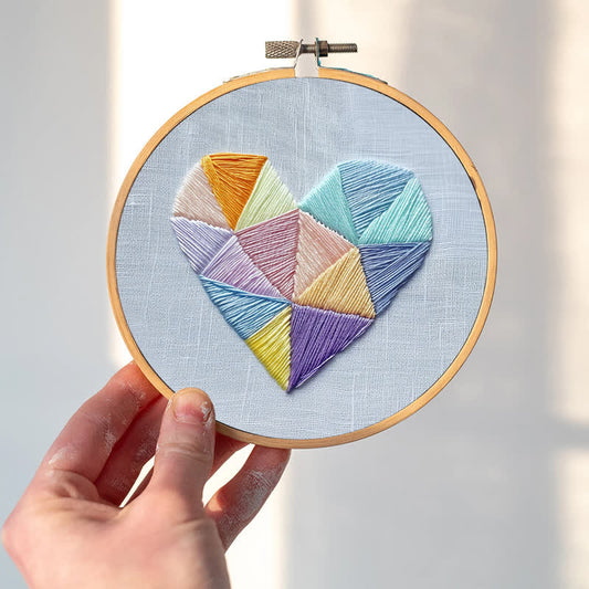 Rubbyoo Embroidery Kit - Geometric Heart-2