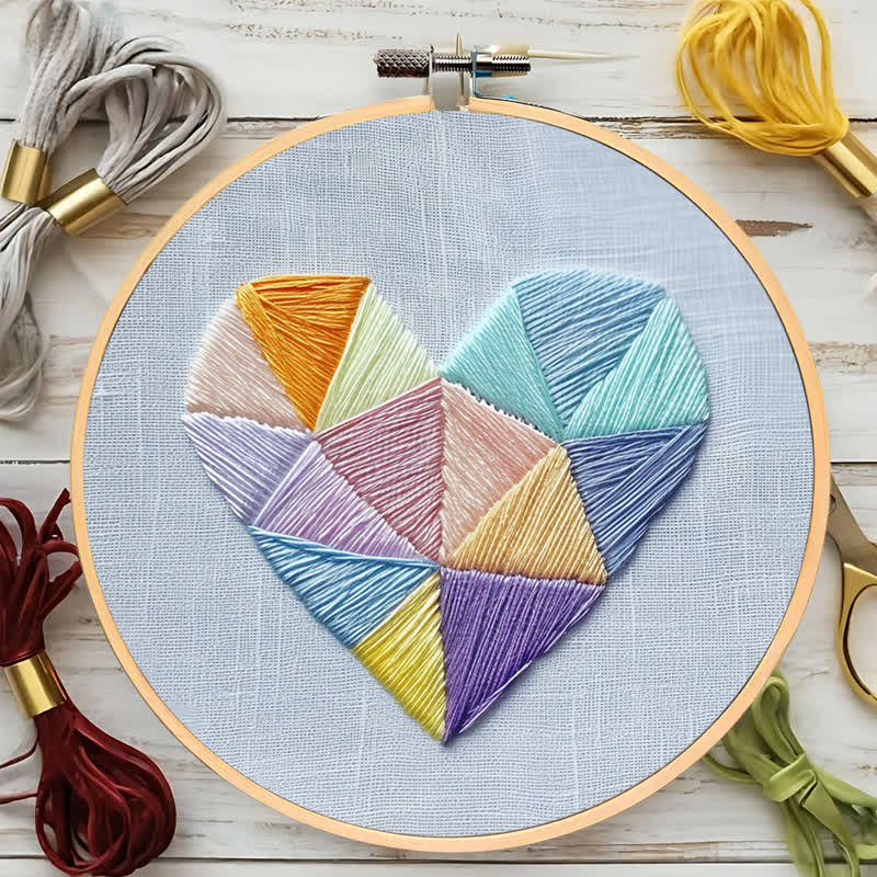 Rubbyoo Embroidery Kit - Geometric Heart-2