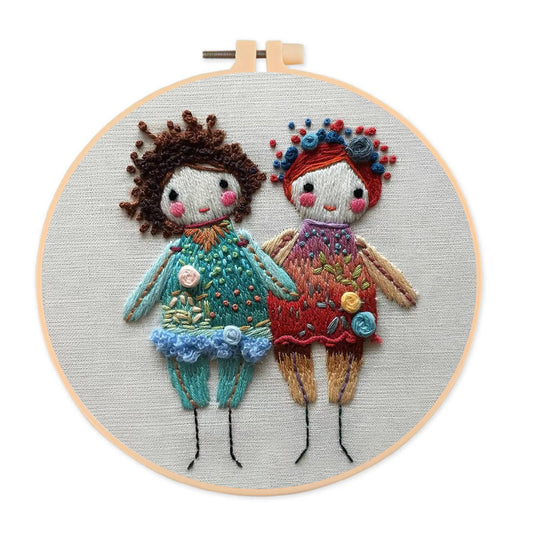 Rubbyoo Embroidery Kit-  Two Cute Doll Girls