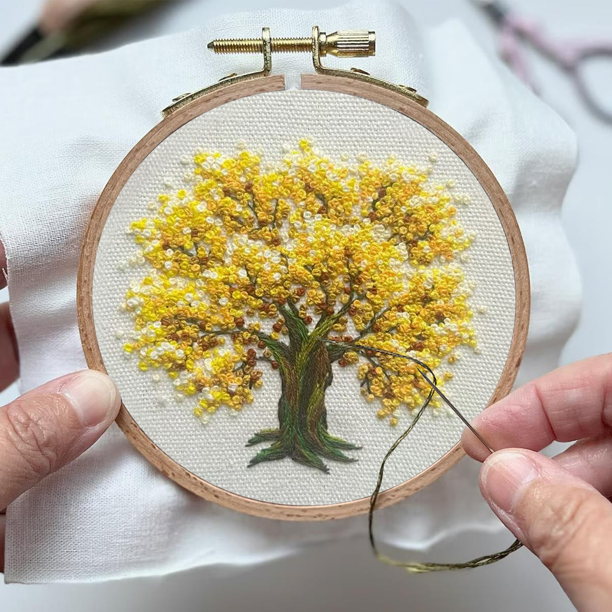 Rubbyoo Embroidery Kit-   Yellow Blooming Tree