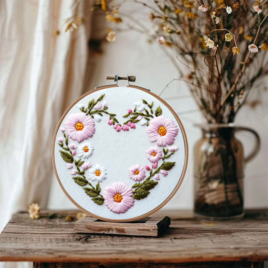 Rubbyoo Embroidery Kit - Floral Embrace | Easy Embroidery Kit for Beginners