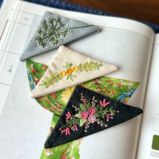 Embroidery Triangular Bookmark Kit |  Floral Corner Bookmark Craft  | Book Lover Gifts